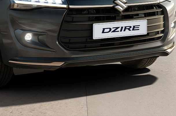 Maruti Suzuki Dzire Front Underbody Spoiler - Midnight Black + Chrome Insert