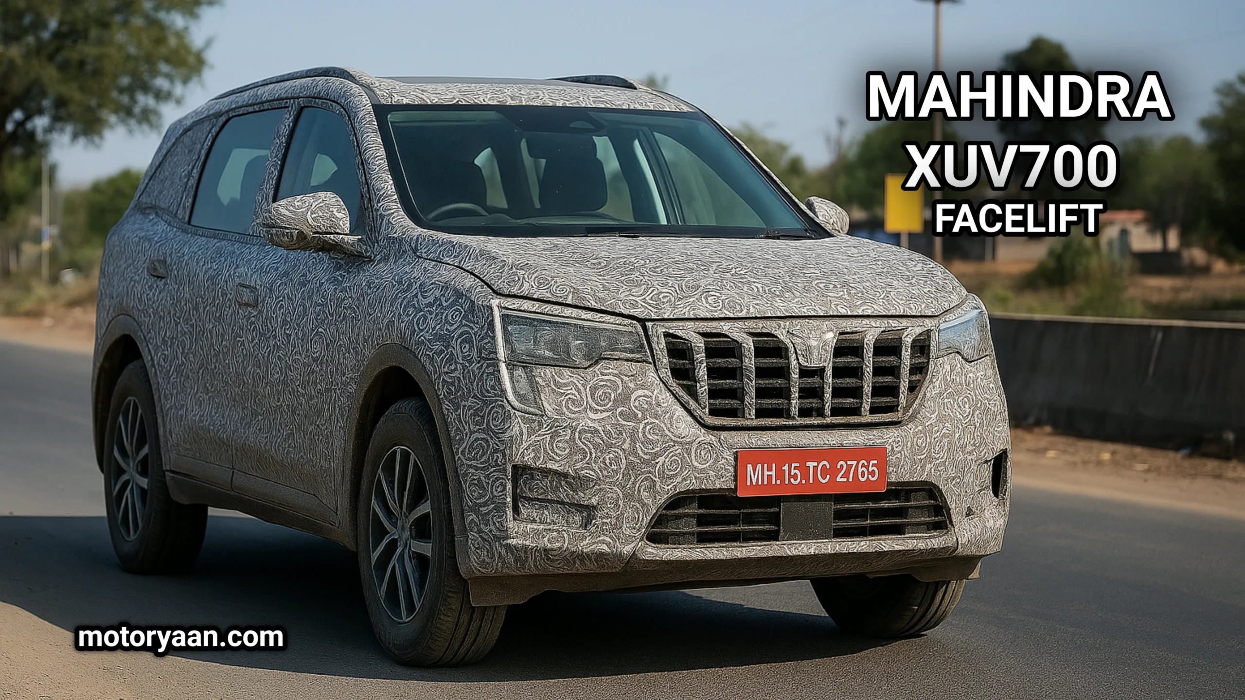 2025 Mahindra XUV700 Facelift front and side profile with updated LED headlamps and alloy wheels