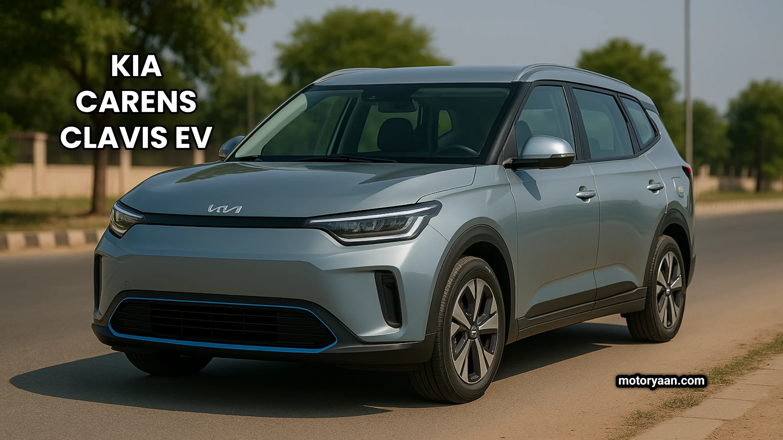 Kia Carens Clavis EV 2025 front and side profile with signature LED lights and aerodynamic design