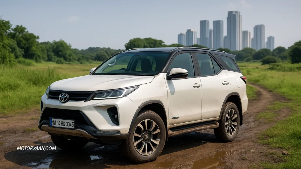 Toyota Fortuner Legender Hybrid front and side profile showcasing bold design and road presence