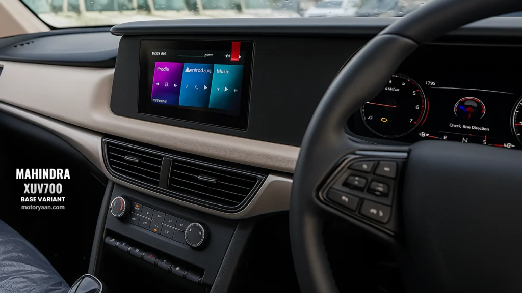 8-inch touchscreen infotainment system in Mahindra XUV700 MX 2025