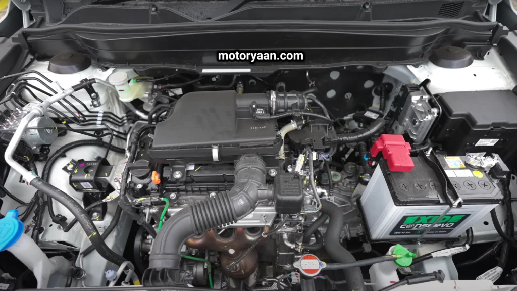 Engine bay of Toyota Hyryder E Base Model 2025 showing 1.5L NA petrol engine