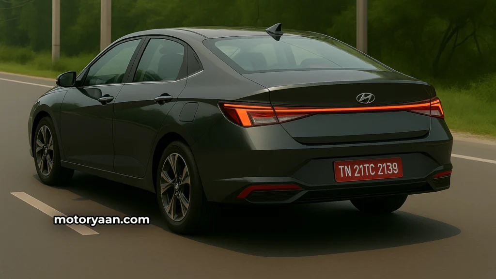 2026 Hyundai Verna Facelift rear and side profile spied testing with updated tail lights and body design in India