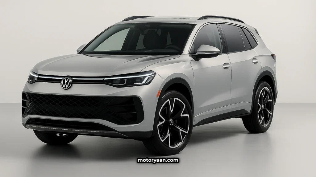 vw tiguan 2025 front and side profile with 20 inch alloy wheels and iq light