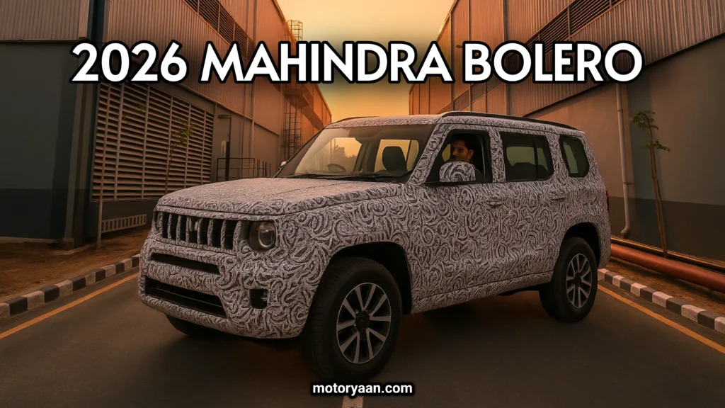 2026 Mahindra Bolero Spy Image Render – Camouflaged Front and Side Profile of Upcoming SUV