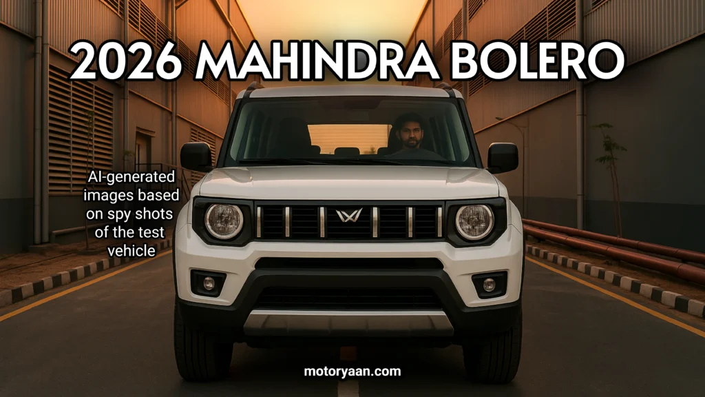 2026 Mahindra Bolero Thumbnail – AI Render of Front and Side Profile