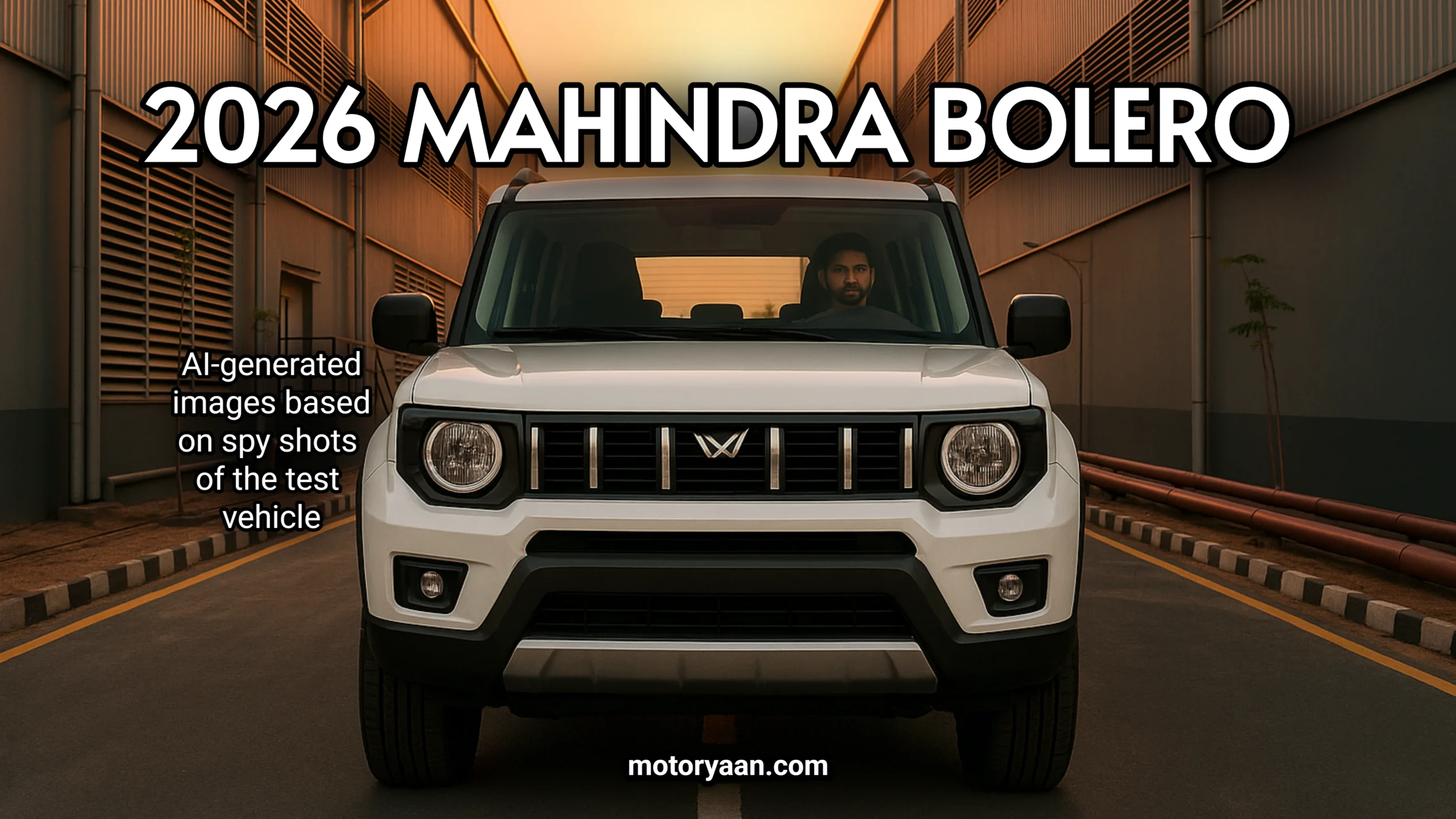 2026 Mahindra Bolero Thumbnail – AI Render of Front and Side Profile