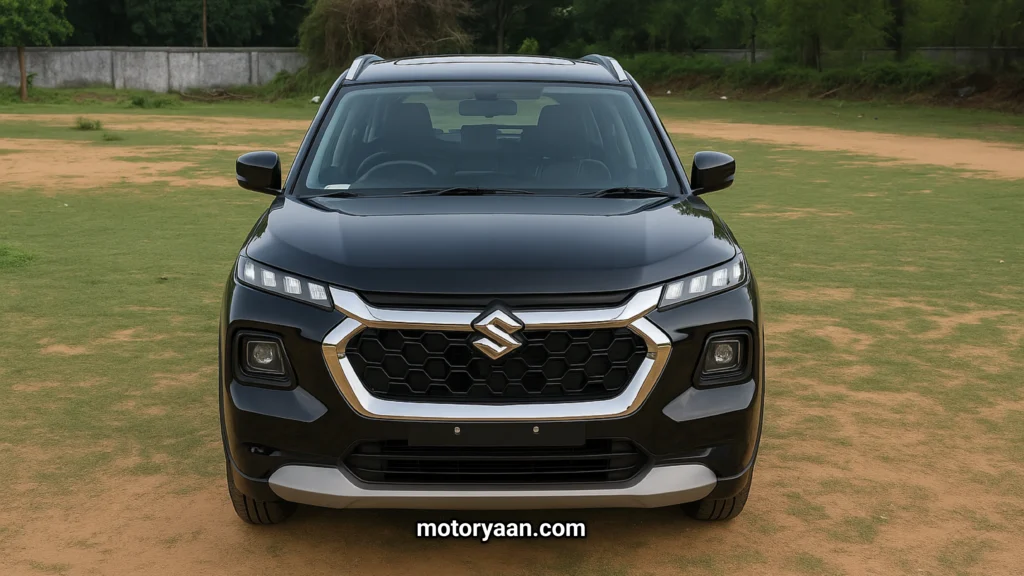 Front view of Maruti Suzuki Grand Vitara Zeta Optional with bold grille, LED DRLs, and premium SUV stance
