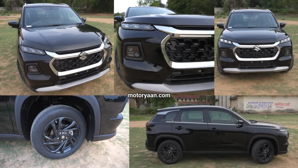 Maruti Suzuki Grand Vitara Zeta Optional exterior features – chrome grille, LED DRLs, black alloys, connected tail lamps, rear camera