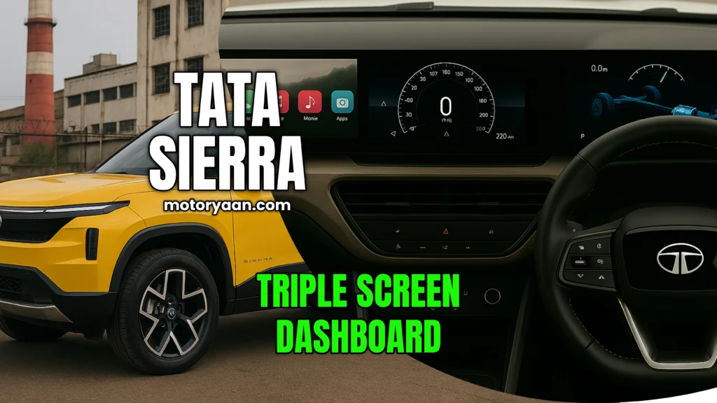 Tata Sierra Triple Screen Dashboard showcased with premium interior and digital passenger display.