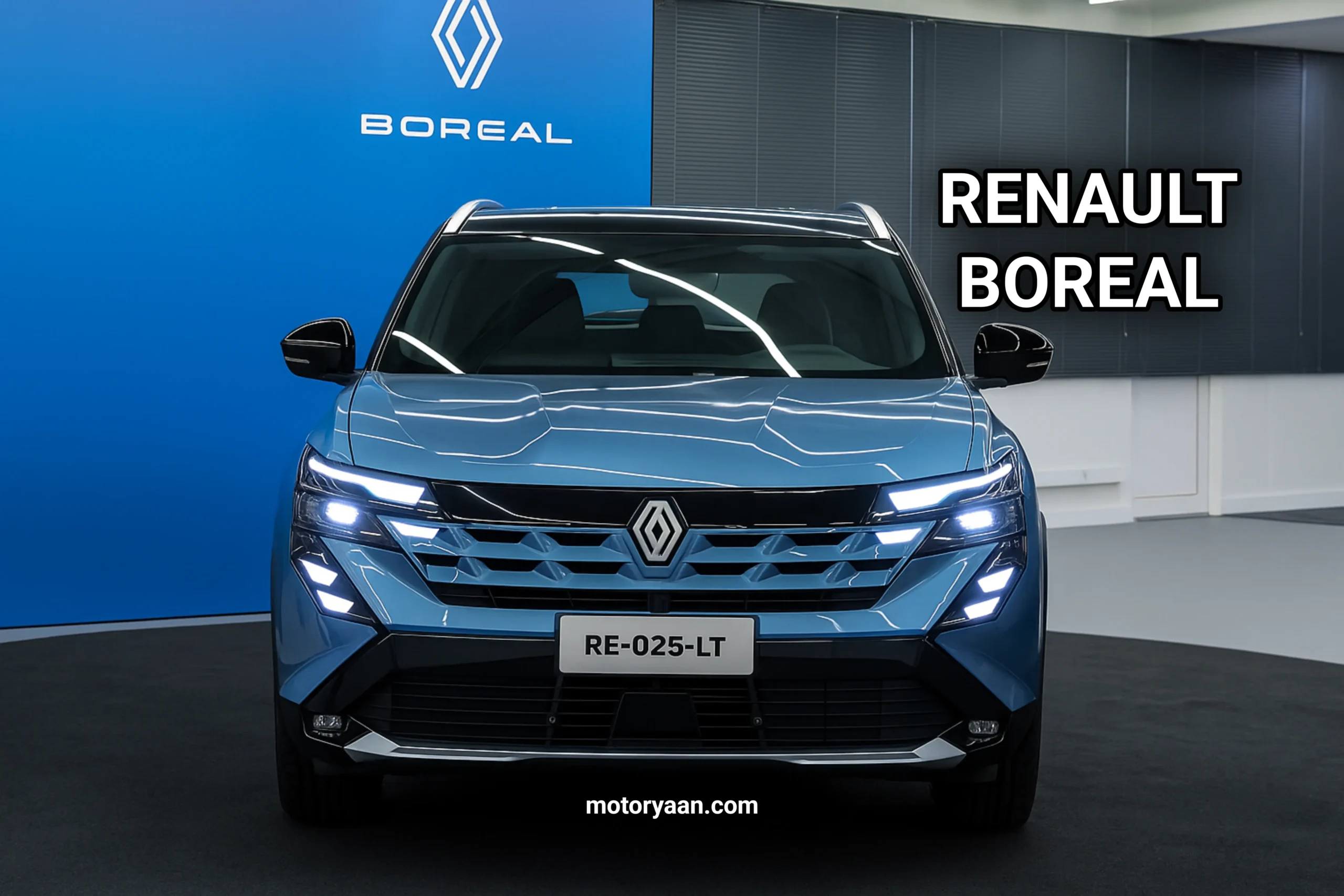 Renault Boreal India Launch front profile with LED DRLs and bold grille