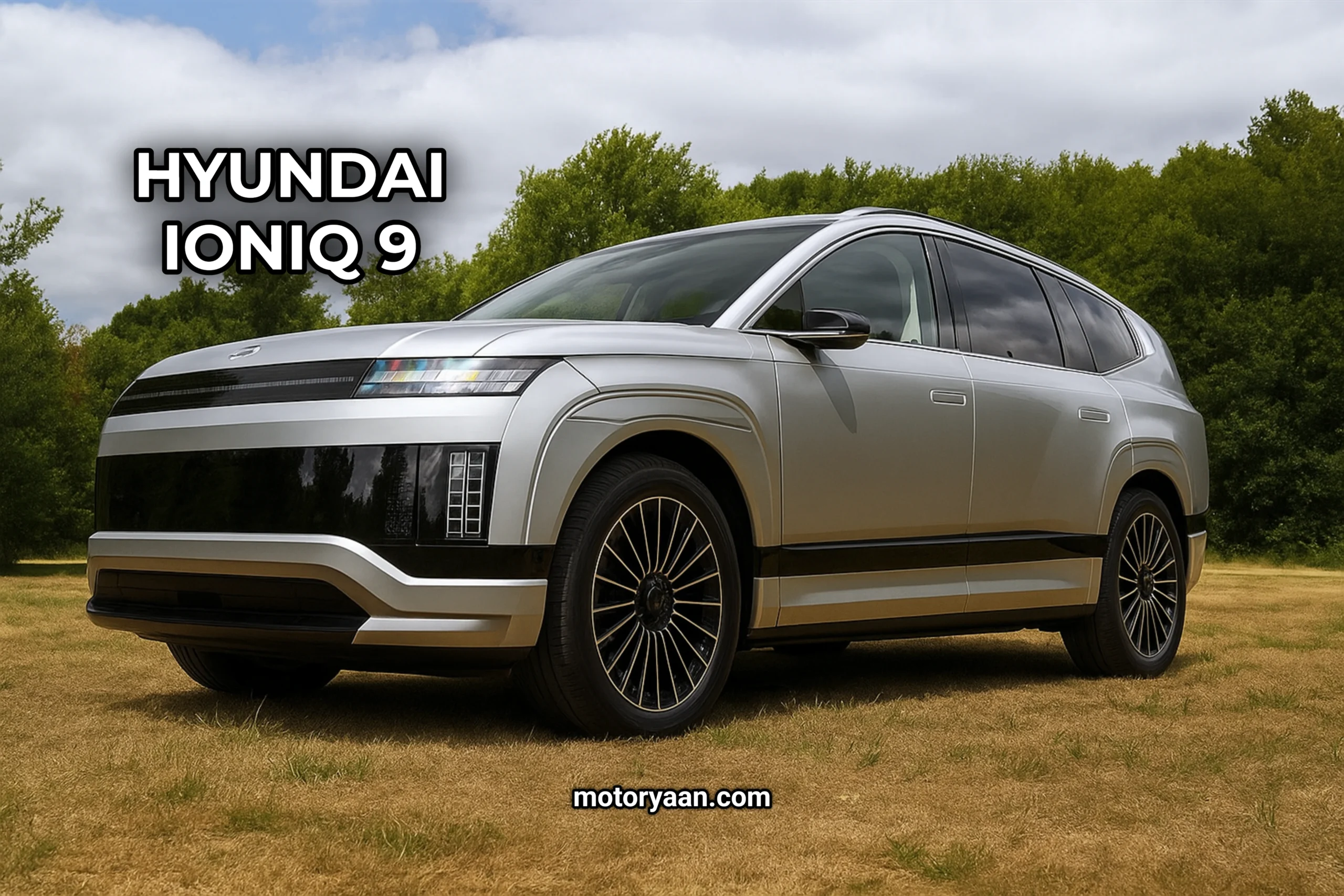 Hyundai Ioniq 9 front and side profile view in daylight