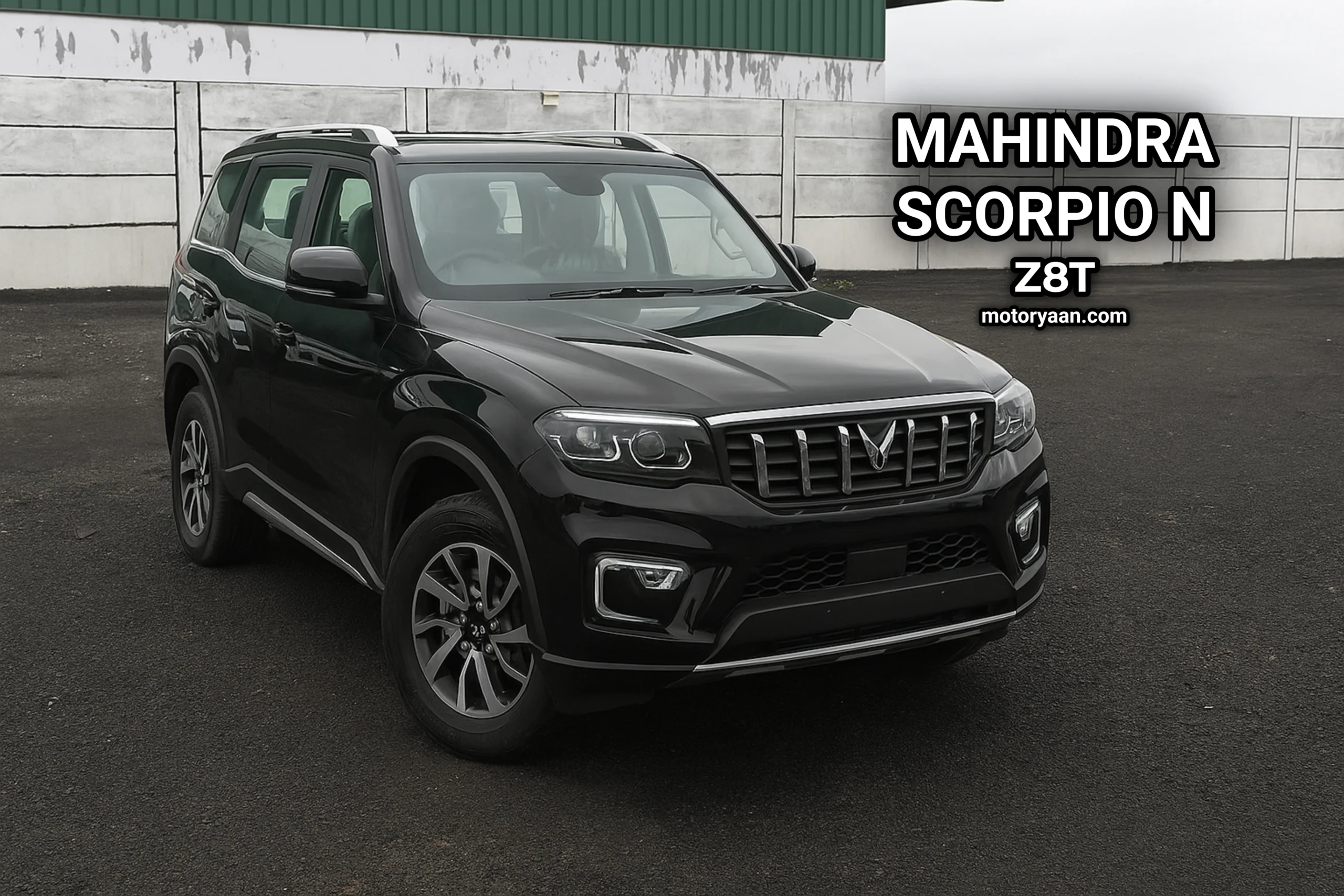 Mahindra Scorpio N Z8T front and side profile view in daylight