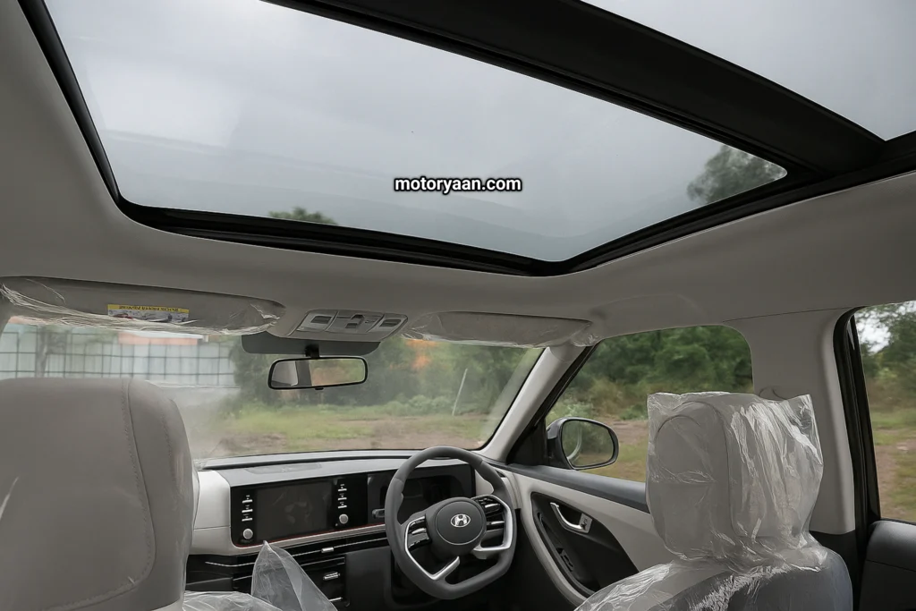 Hyundai Creta S Optional Variant panoramic sunroof view from inside the cabin