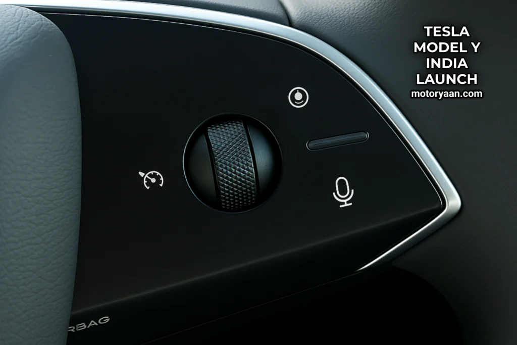 Tesla Model Y steering wheel with mounted controls