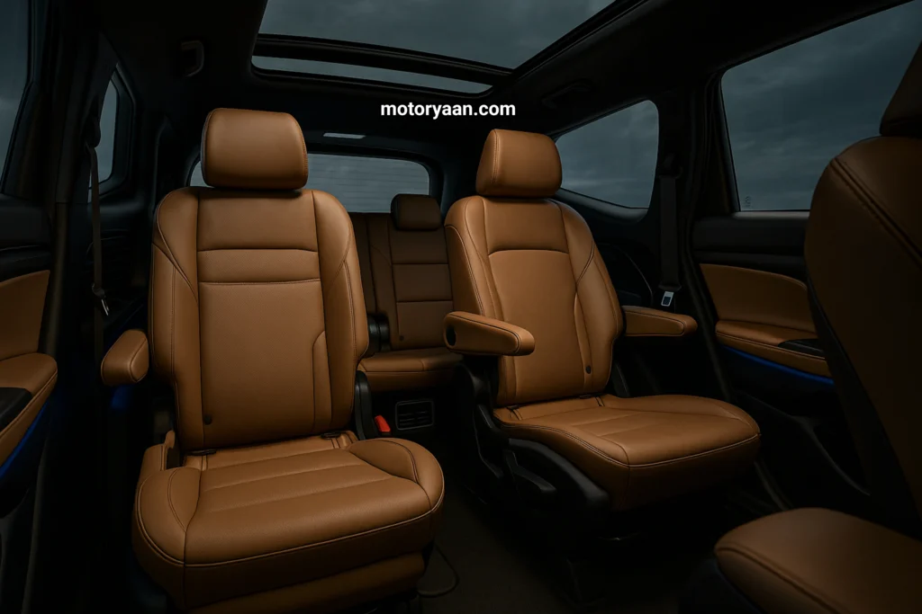 Kia Clavis EV 6-seater variant interior with Captain seats