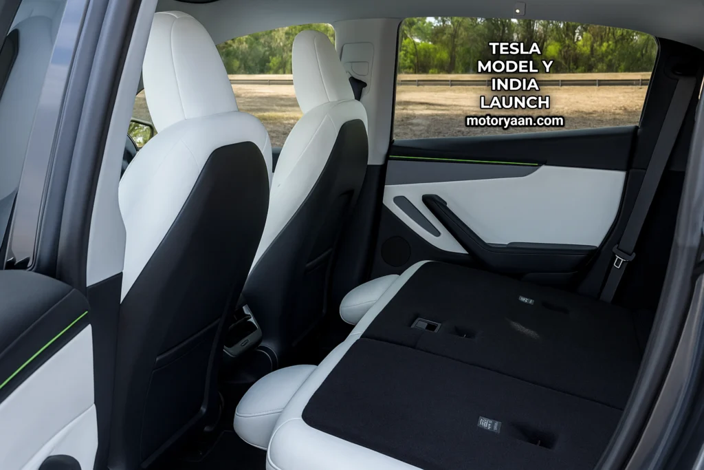 Tesla Model Y rear seats folded for increased luggage space