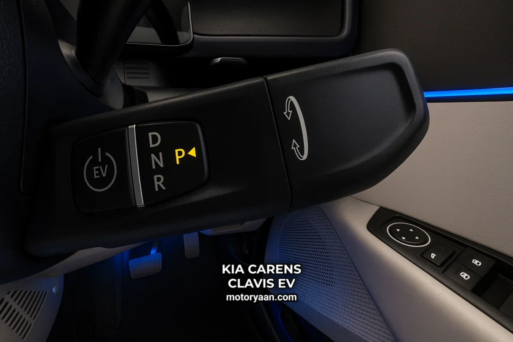 Kia Carens Clavis EV Variants gear selector for drive and reverse modes