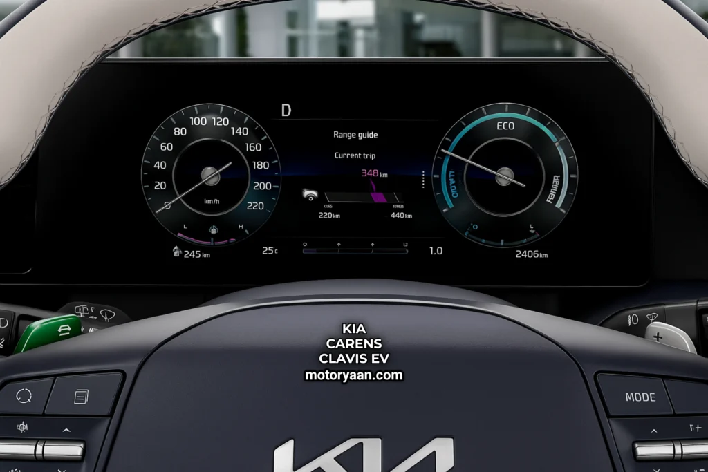 Kia Carens Clavis EV Variants digital instrument cluster and infotainment screen