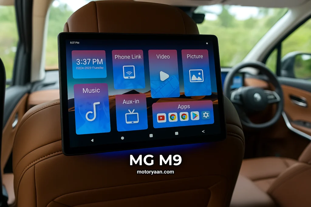 MG M9 Launch second row seat comfort controls