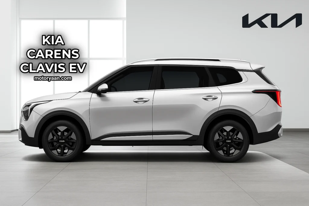 Kia Carens Clavis EV Variants side profile with body lines and alloy wheels