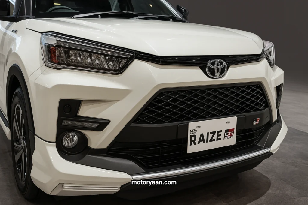 Close-up view of Toyota Raize front grille and headlamps