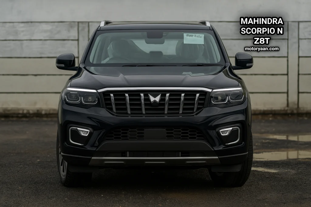 Mahindra Scorpio N Z8T front profile with LED lights and chrome grille