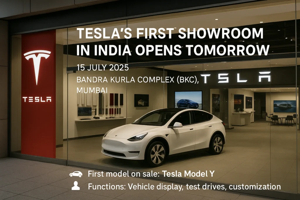 tesla model y india showroom display interior photo