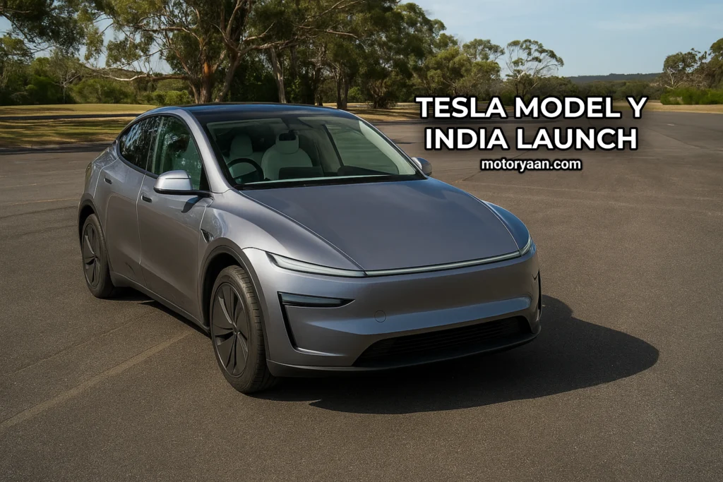 Full front and side view of Tesla Model Y electric SUV