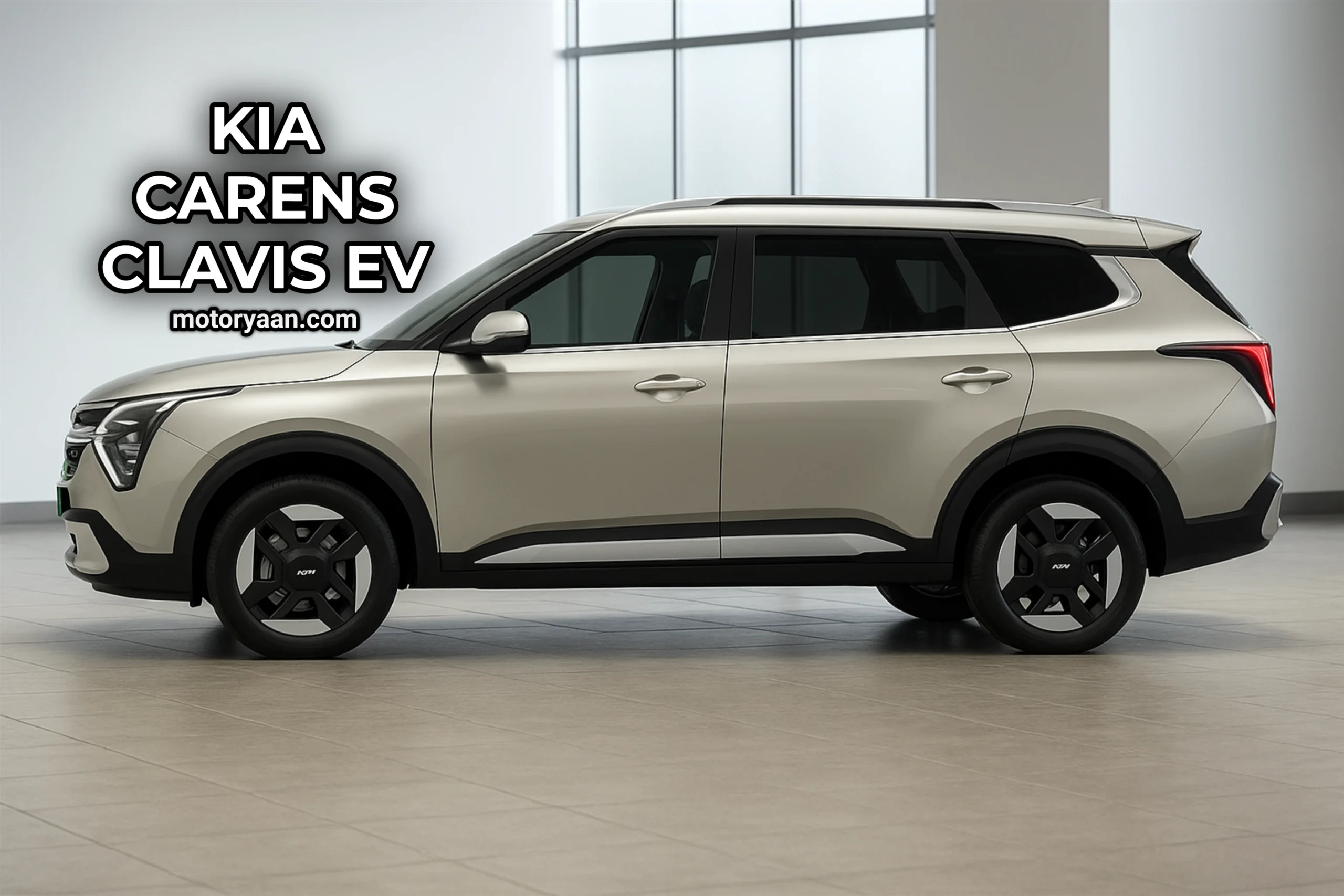 Kia Carens Clavis EV side profile showcasing the six/seven-seater layout and long-range EV styling