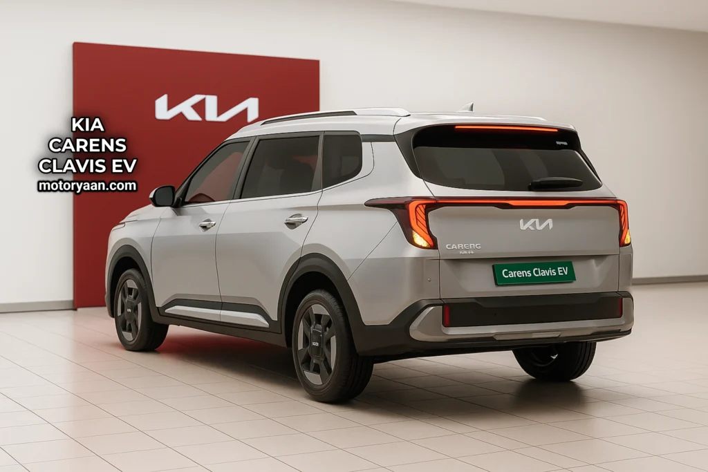 Kia Carens Clavis EV Variants side and rear quarter view with LED tail lights