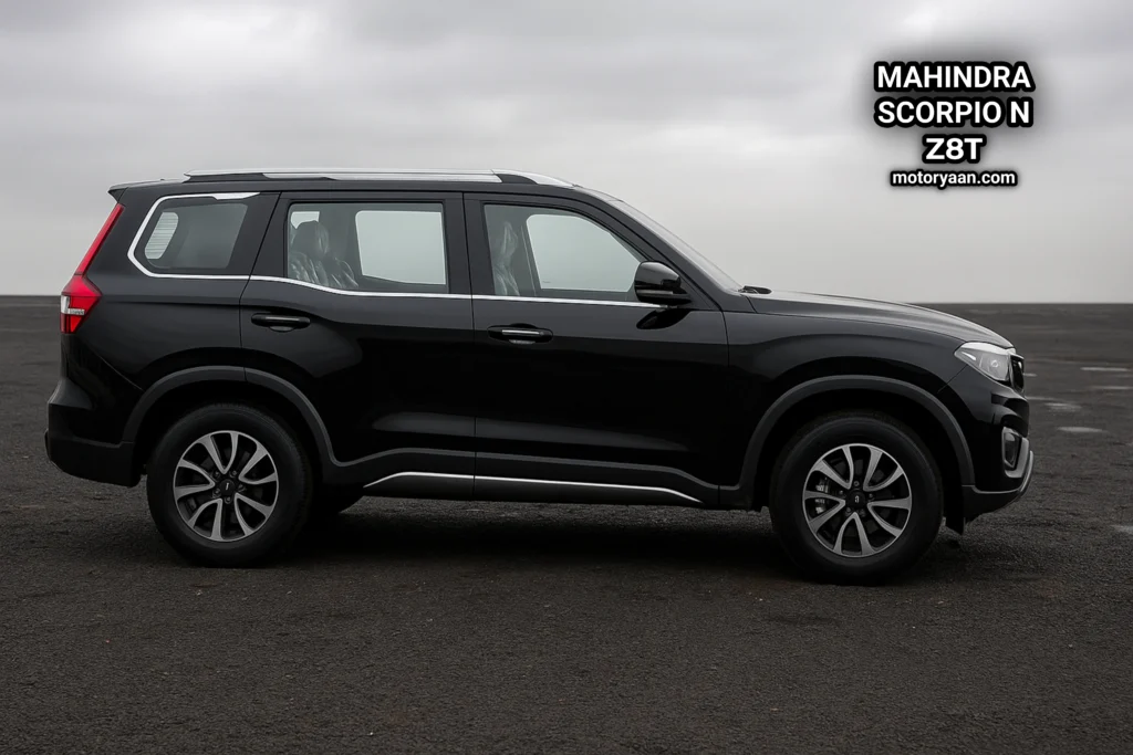 Mahindra Scorpio N Z8T complete side profile with alloy wheels and chrome elements