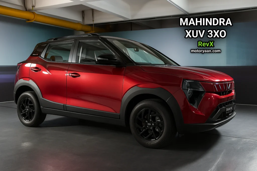 Full view of Mahindra XUV 3XO RevX showing front and complete side profile