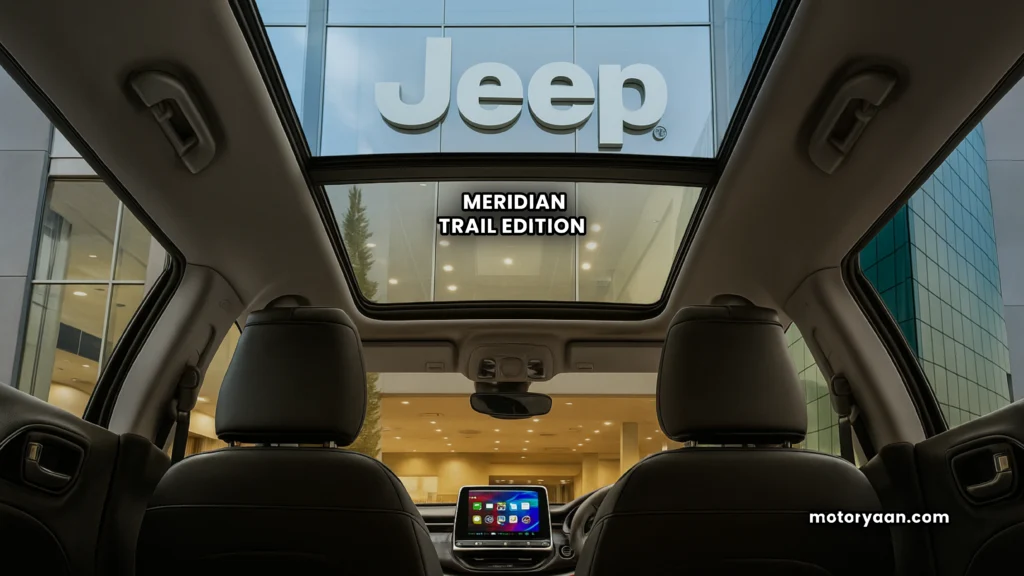 Jeep Meridian Trail Edition dual-pane panoramic sunroof interior view