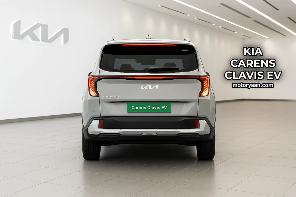 Rear design of Kia Carens Clavis EV Variants with connected LED tail lamps