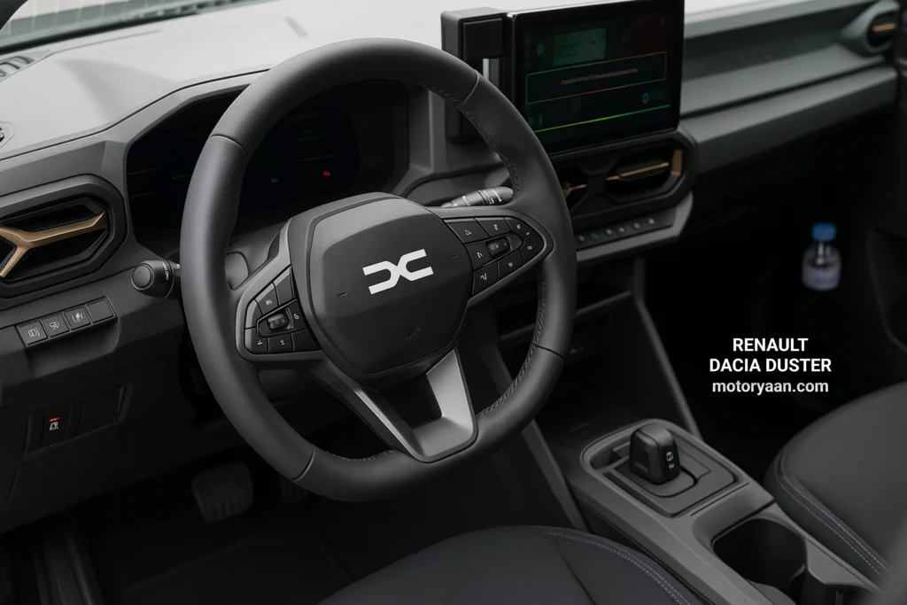 Renault Duster steering wheel and dashboard interior