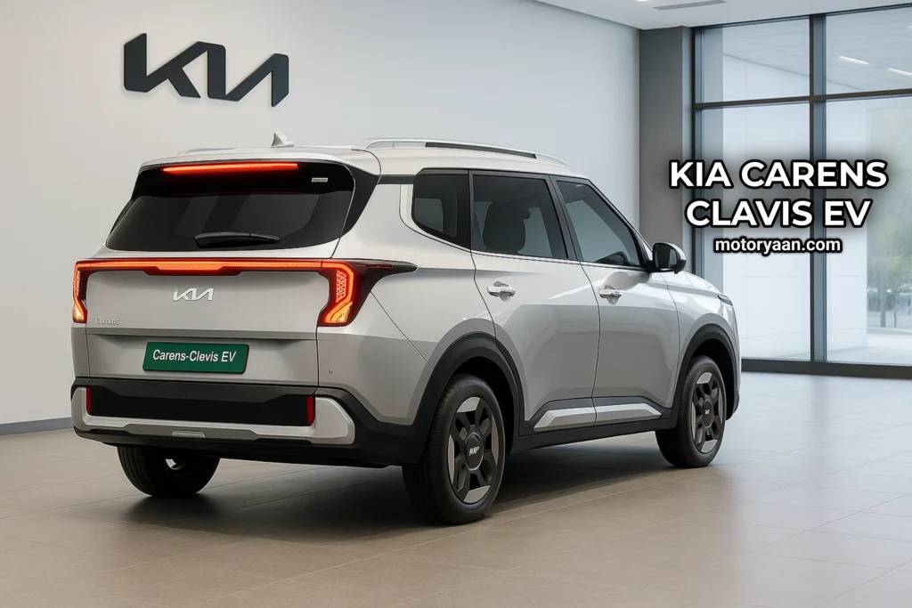 Kia Carens Clavis EV Variants side and rear profile with sloping roof and LED