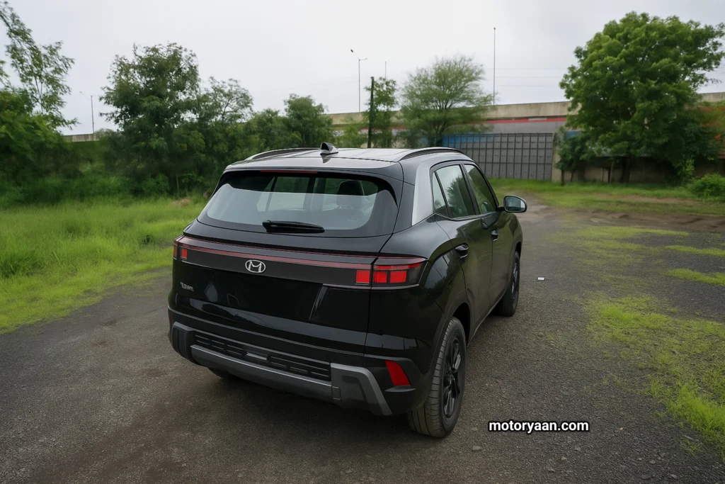 Hyundai Creta S Optional Variant rear profile with LED tail lamps and integrated sensors