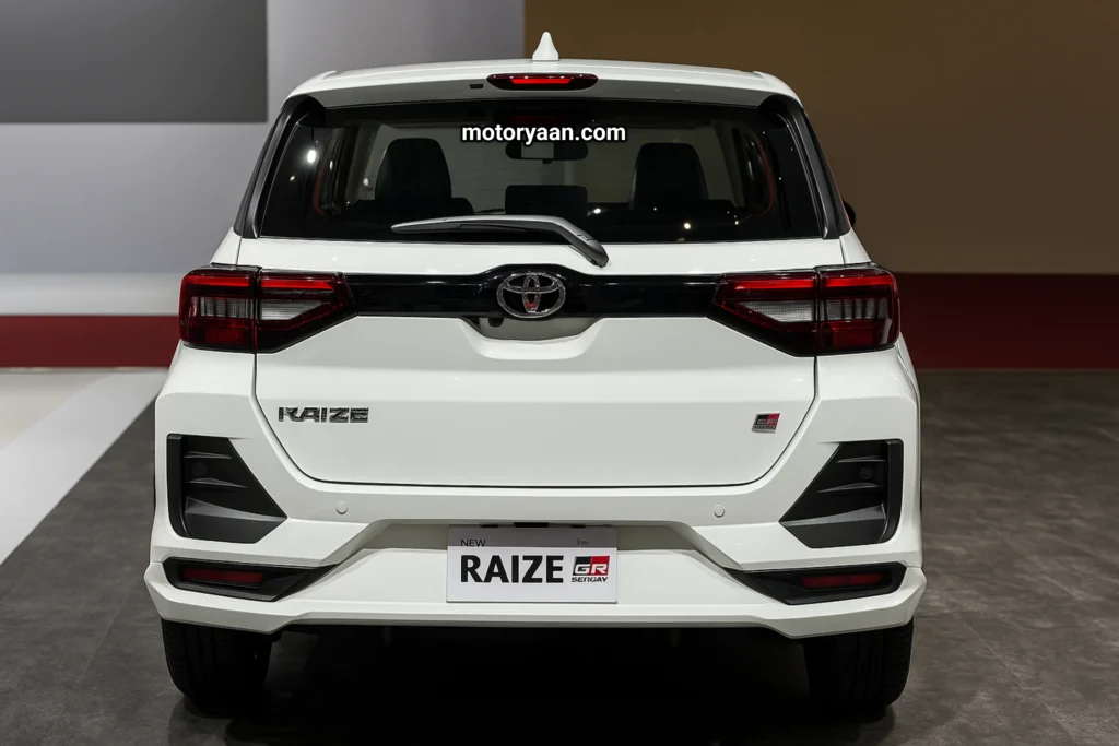 Toyota Raize rear profile with LED tail lamps and sporty bumper