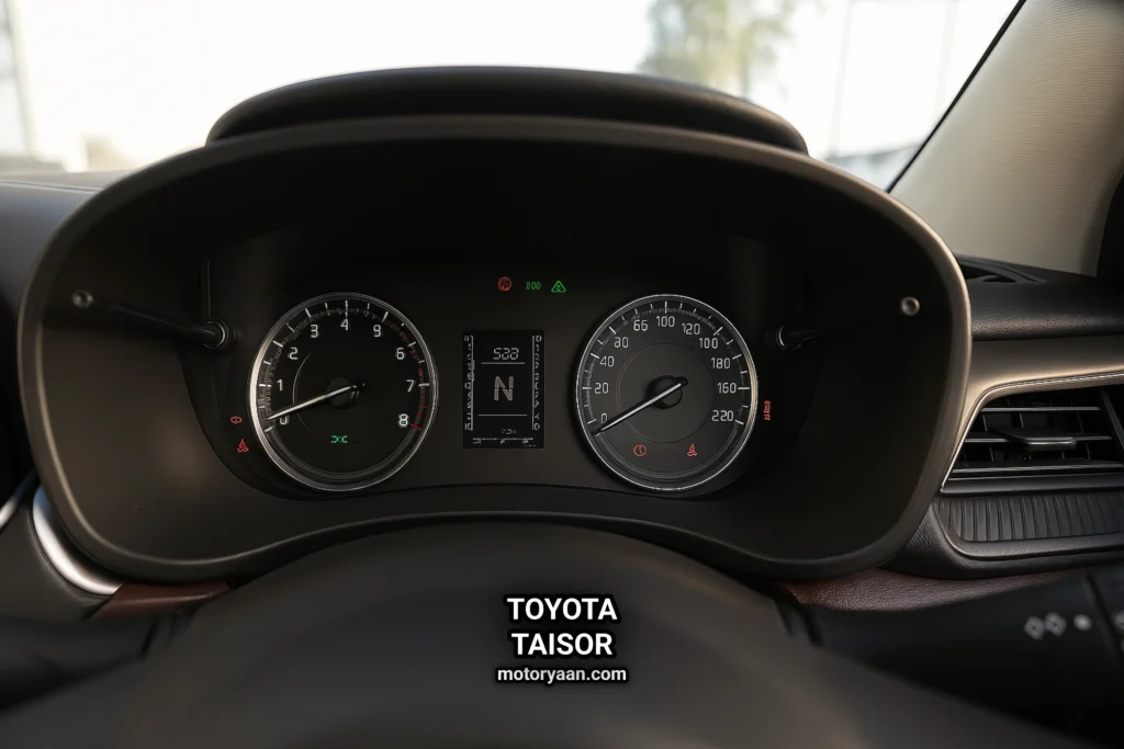 Toyota Taisor analog instrument cluster with MID screen