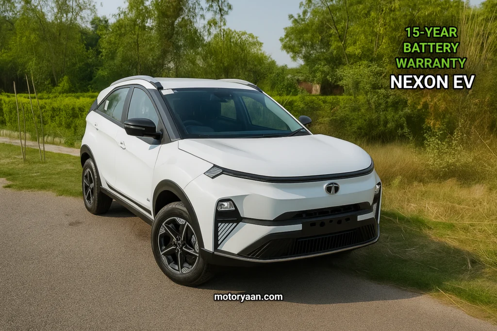 Tata Nexon EV side and front profile with 15-year battery warranty update