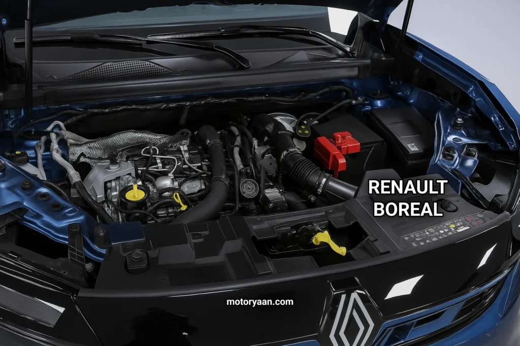 Renault Boreal India Launch Mercedes-sourced turbo petrol engine bay