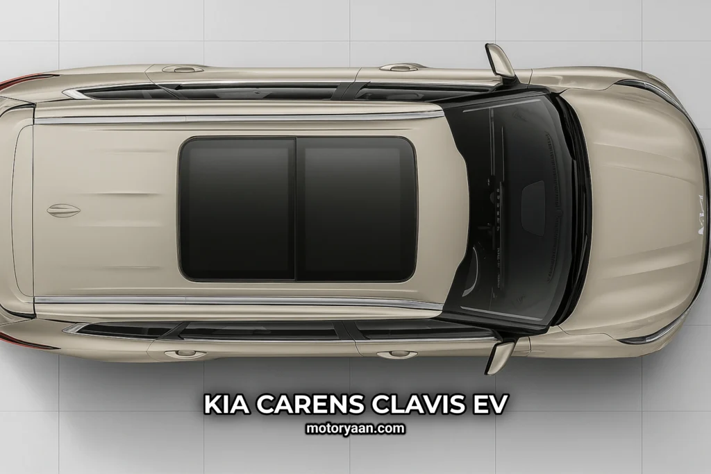 Kia Carens Clavis EV Variants top view showing panoramic sunroof