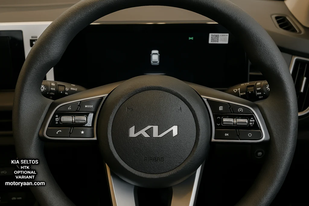 Kia Seltos HTK Optional Variant steering wheel and digital instrument cluster