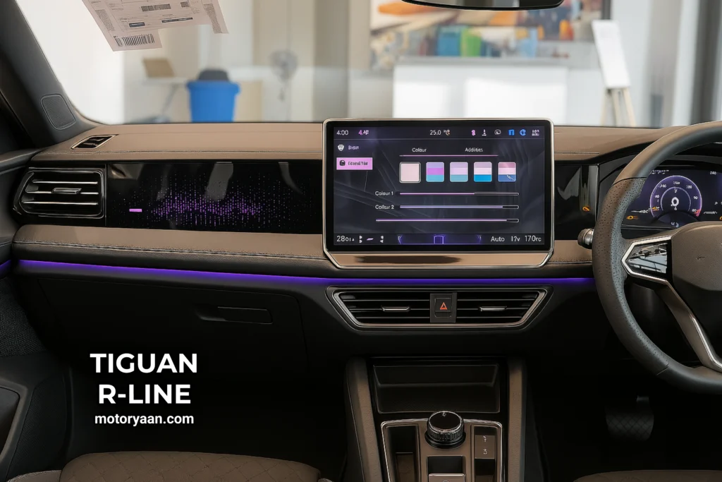 Volkswagen Tiguan R-Line dashboard with centre console and ambient lighting