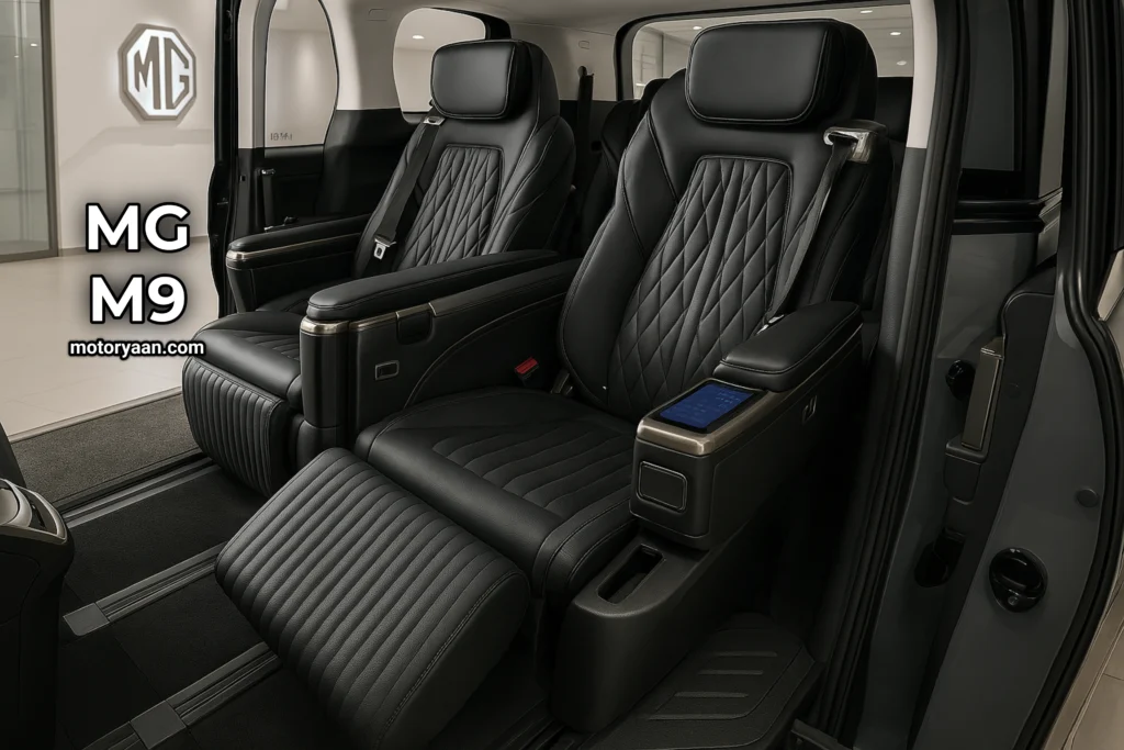 MG M9 EV second row with black premium upholstery