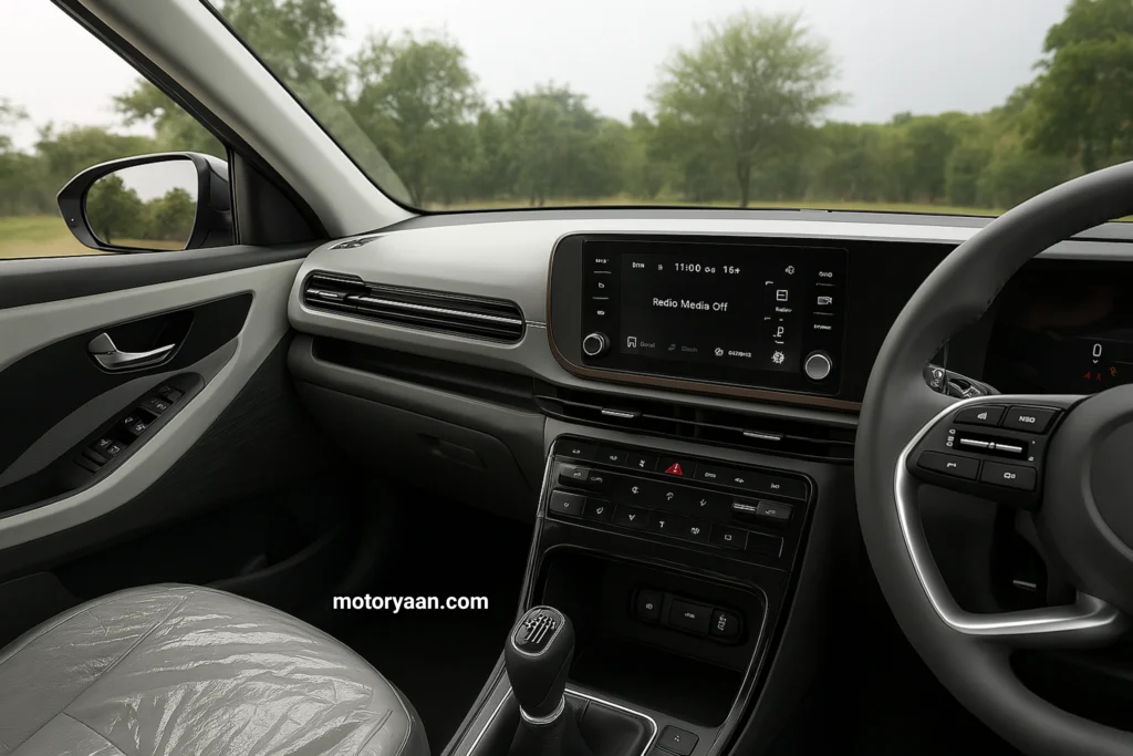Hyundai Creta S Optional Variant infotainment system, AC vents, and gear knob layout
