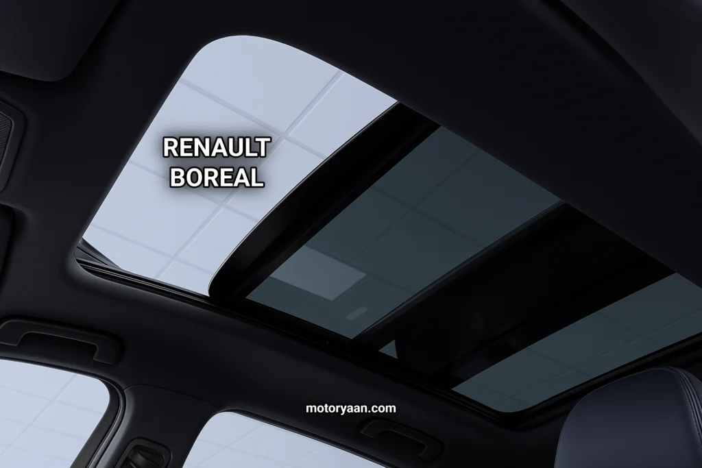 Renault Boreal India Launch panoramic sunroof view from the inside