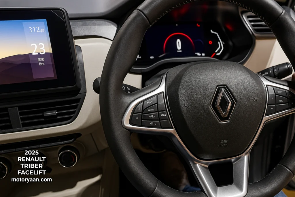 2025 Renault Triber Facelift steering wheel with mounted controls