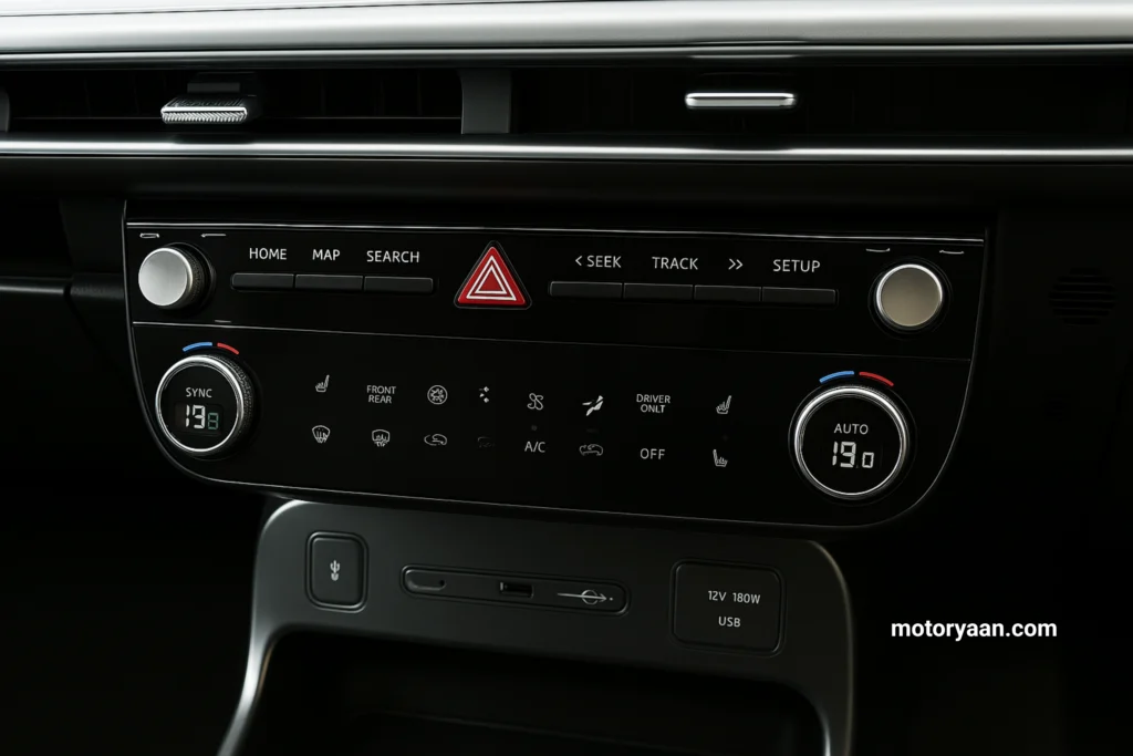 Hyundai Ioniq 9 physical climate control buttons and AC panel
